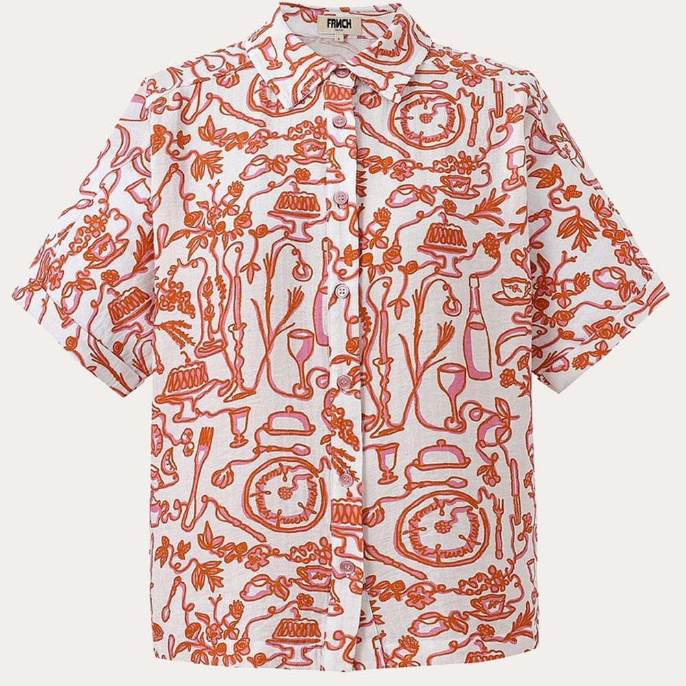 aldora printed button down. FRNCH Brand. Size L